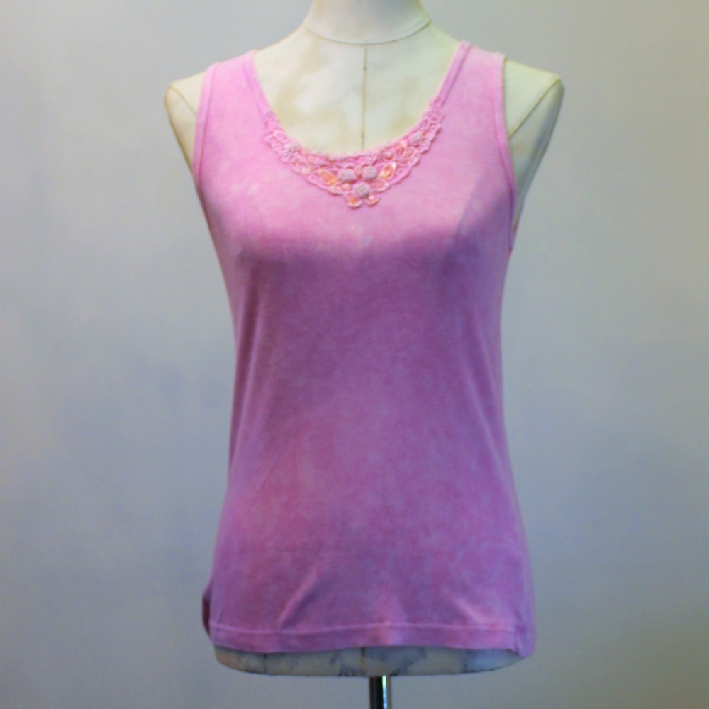 Pink Tank Top with Sequin Detail Size M